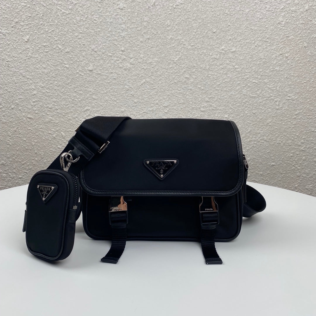 PRADA MESSENGER BAG 22 IN BLACK RE-NYLON
