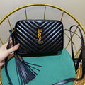 LOU 23 CAMERA BAG IN BLACK/ GOLD QUILTED LEATHER