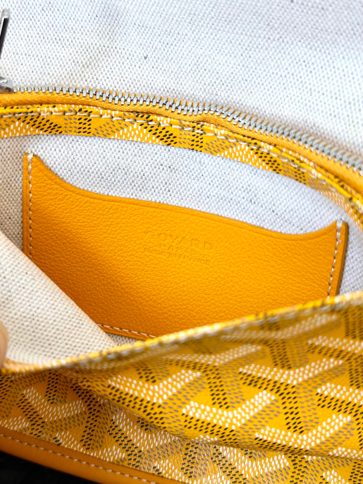 PLUMET POCKET WALLET 20 IN YELLOW GOYARDINE CANVAS AND LAMBSKIN TRIM