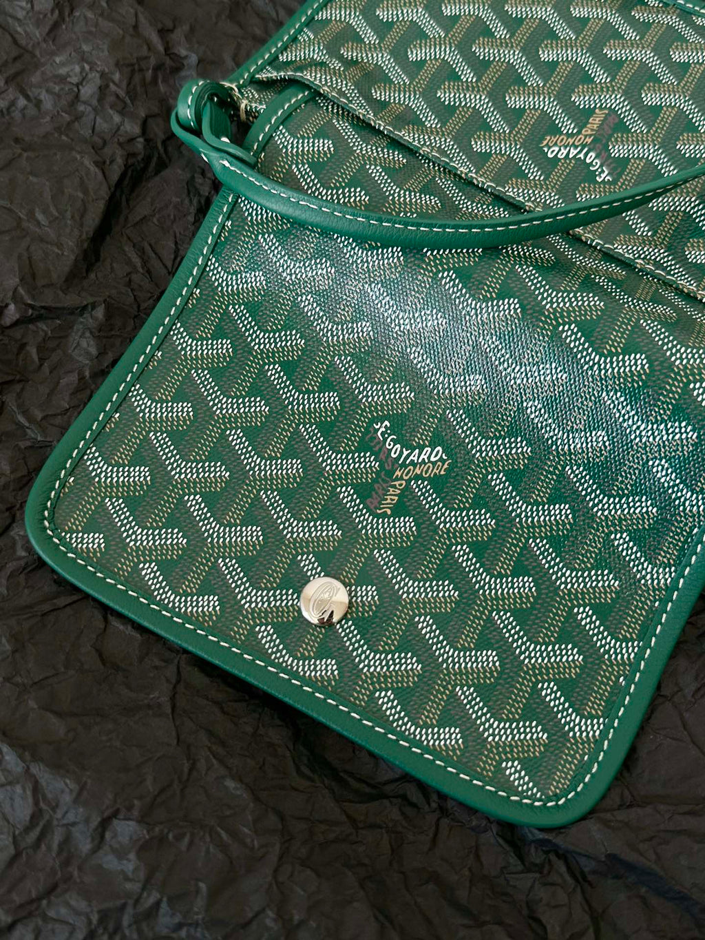 PLUMET POCKET WALLET 20 IN GREEN GOYARDINE CANVAS AND LAMBSKIN TRIM