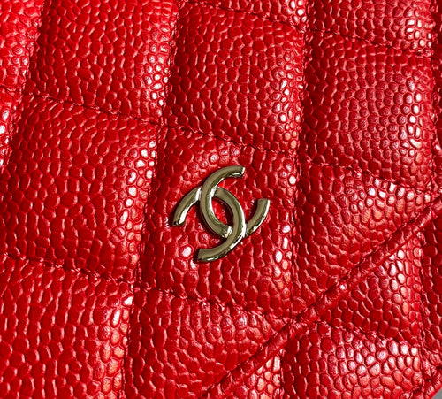 CHANEL WOC 19 RED CAVIAR SILVER HARDWARE