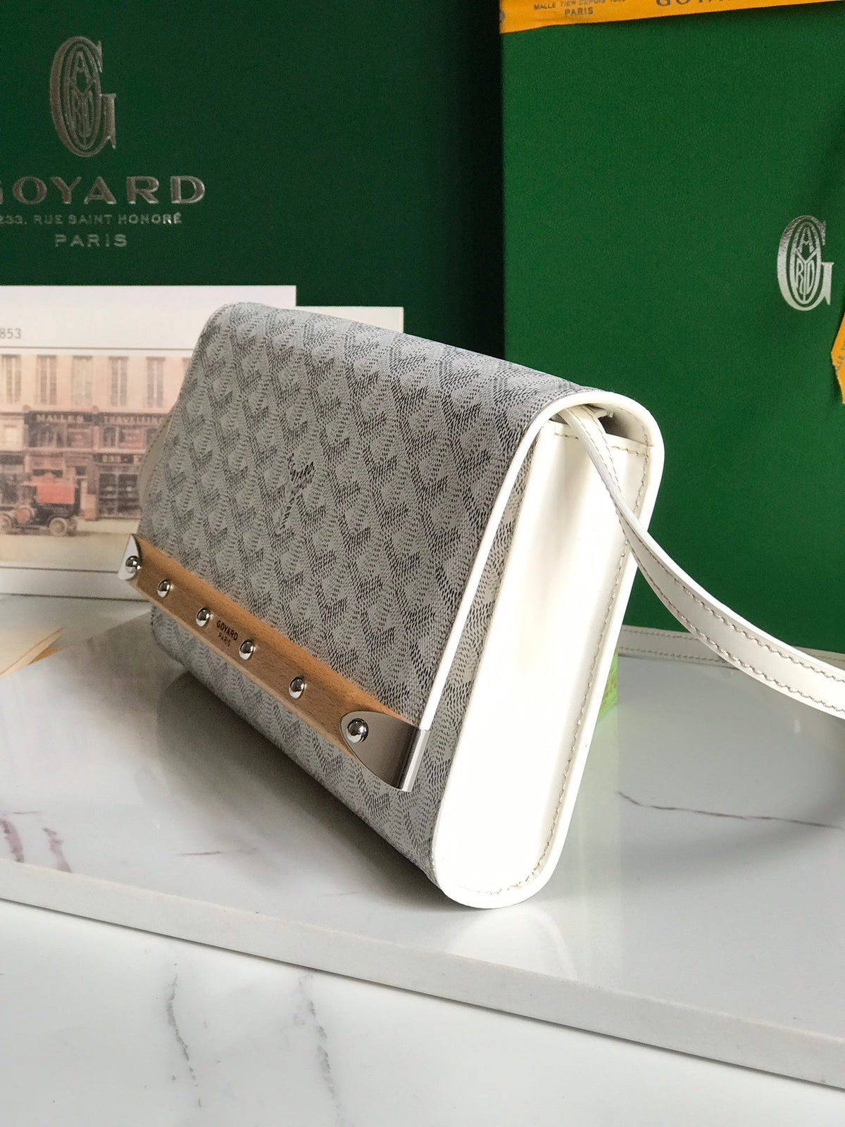 MONTE-CARLO PM CLUTCH 25 IN WHITE GOYARDINE CANVAS