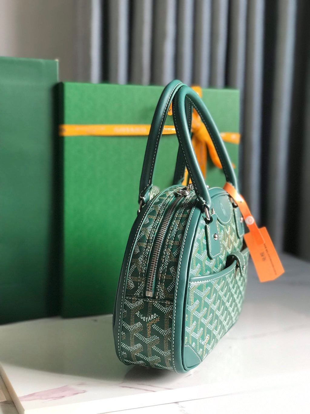 SAINT JEANNE MINI BAG 26 IN GREEN GOYARDINE CANVAS AND CALFSKIN