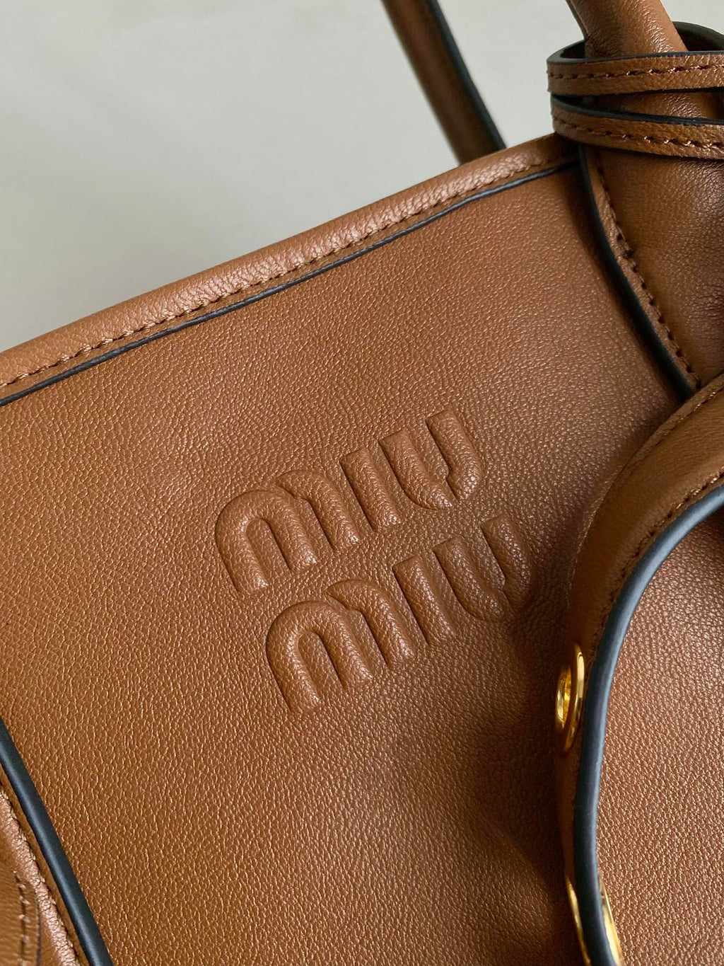 LARGE HANDBAG 40 IN CINNAMON BROWN CALFSKIN