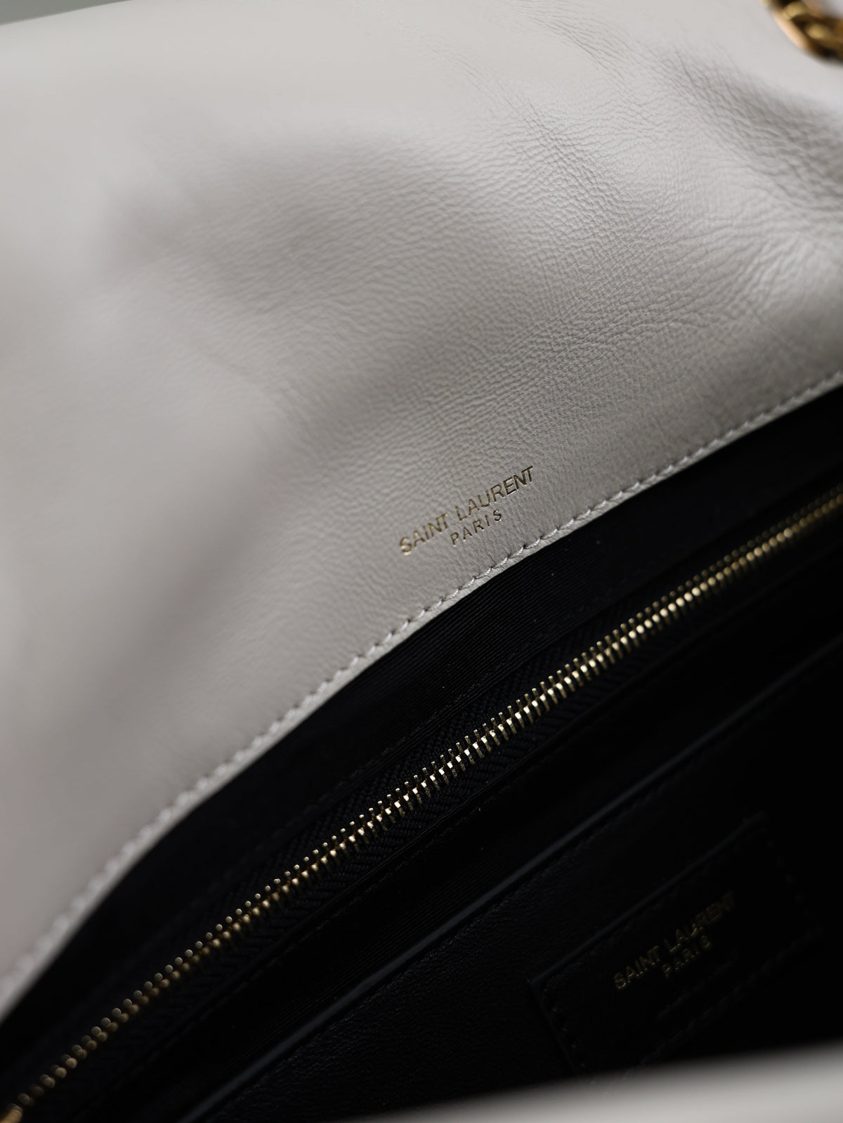 YSL 25S JAMIE 4.3 29 IN BLANC VINTAGE LAMBSKIN GOLD HARDWARE