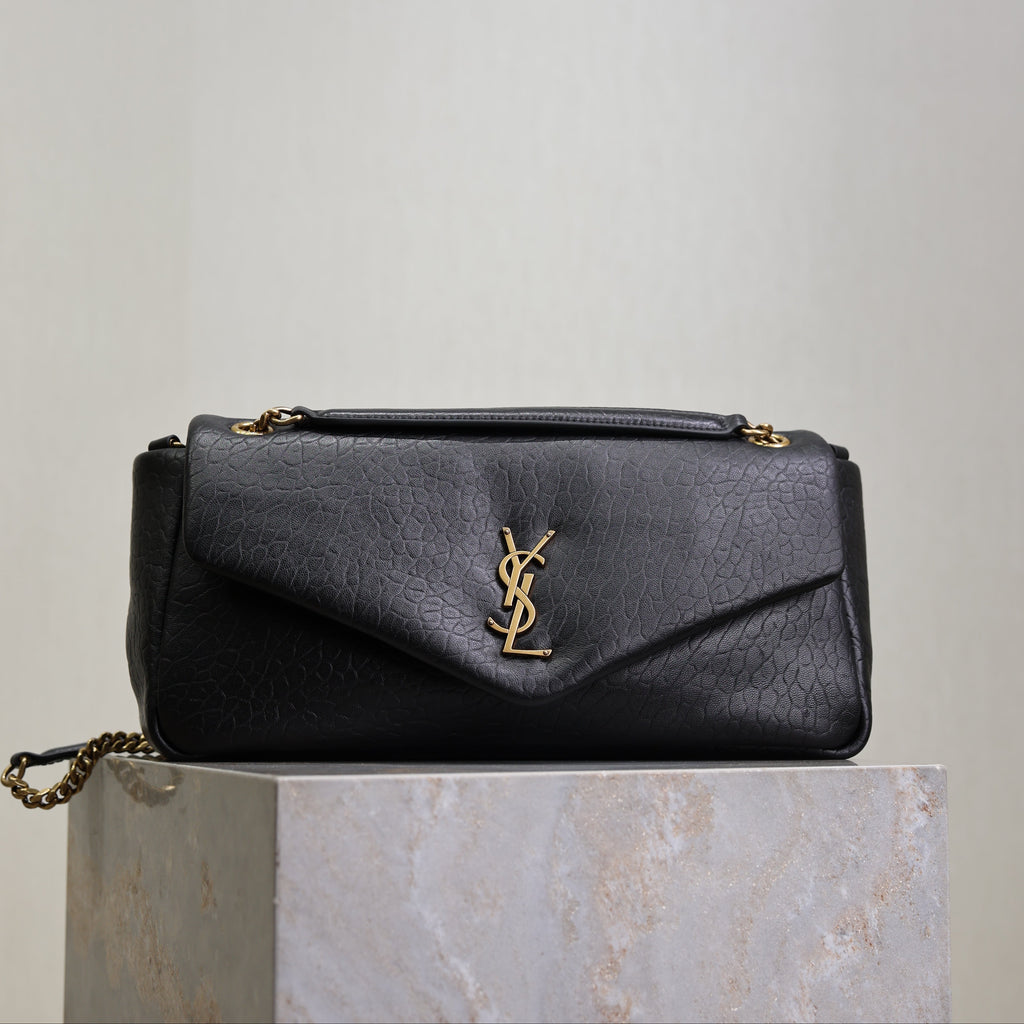 YSL 25S CALYPSO 30 IN BLACK GRAINED CALFSKIN GOLD HARDWRE