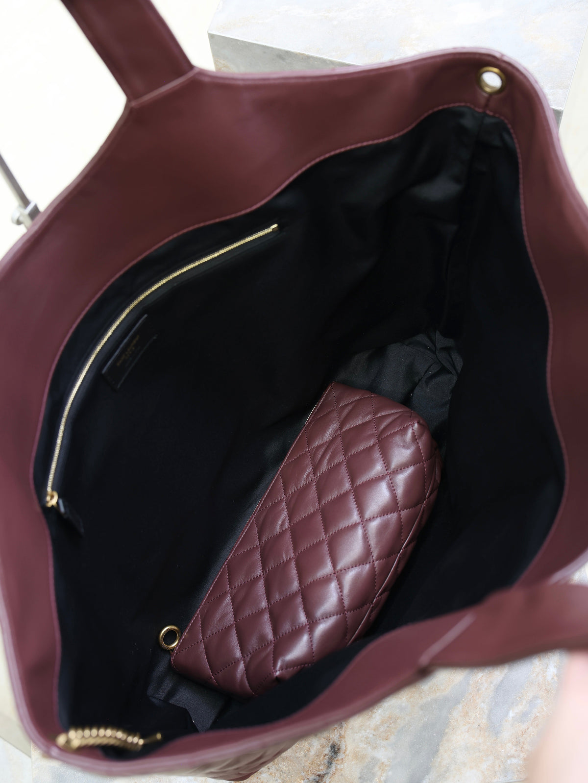 YSL 25S ICARE 27 IN ROUGE CABERNET QUILTED CALFSKIN GOLD HARDWARE