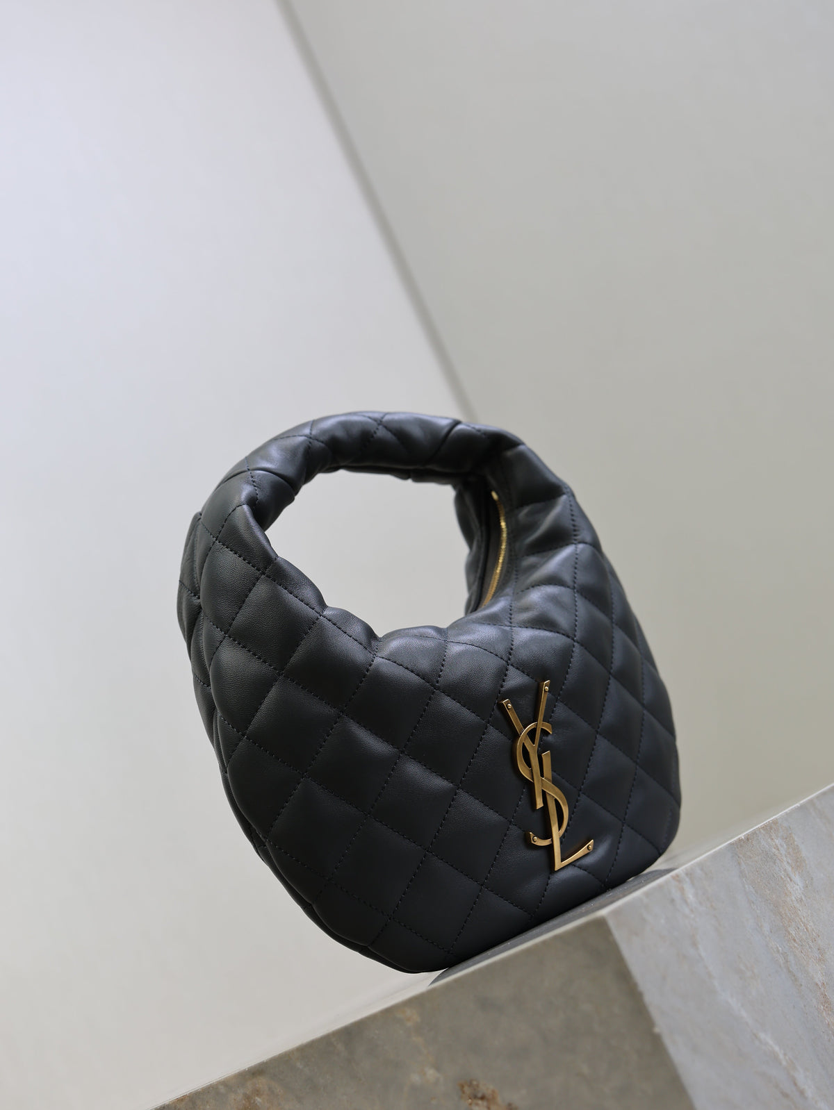 YSL 25S ICARINO 17 IN BLACK QUILTED CALFSKIN GOLD HARDWRE