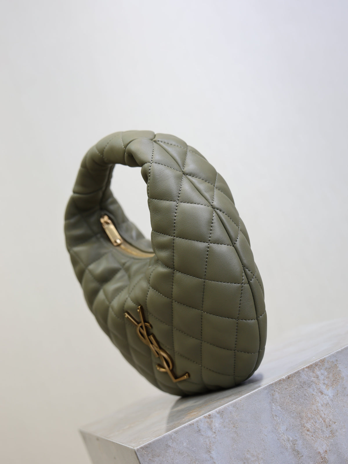 YSL 25S ICARE BABY 17 IN DARK OLIVE QUILTED CALFSKIN GOLD HARDWRE