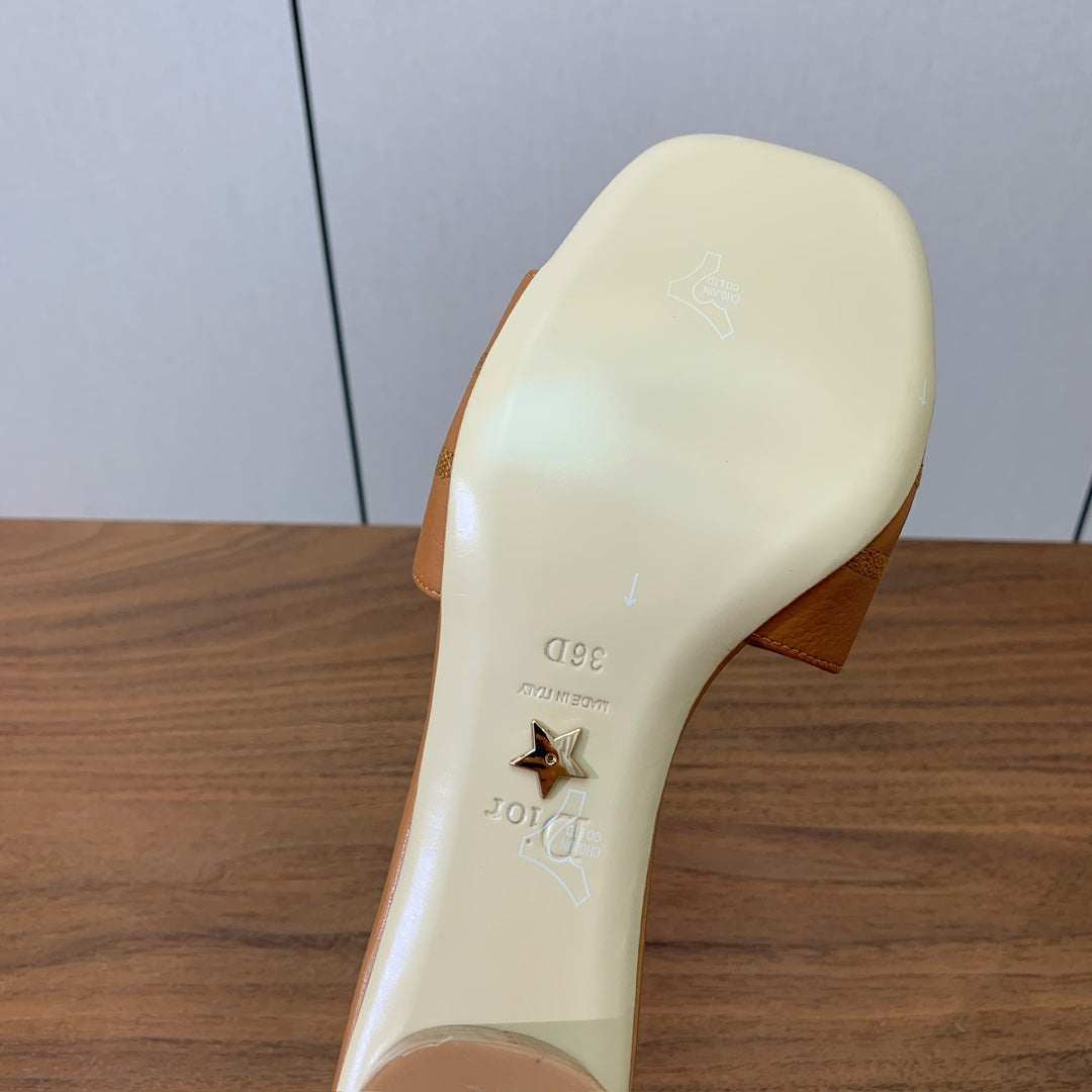 DIOR 25S HIGH-HEEL SANDALS 40 MM IN LIGHT BROWN CALFSKIN