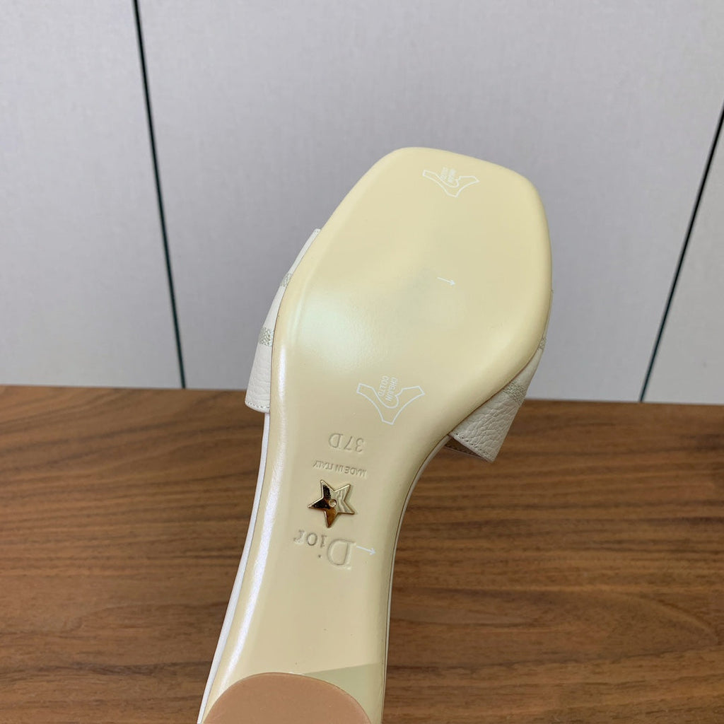 DIOR 25S HIGH-HEEL SANDALS 40 MM IN CREAM WHITE CALFSKIN