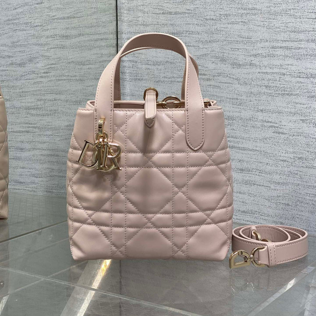 DIOR 25S ALWAYS MINI BAG 16 IN LIGHT PINK MACROCANNAGE CALFSKIN GOLD HARDWRE
