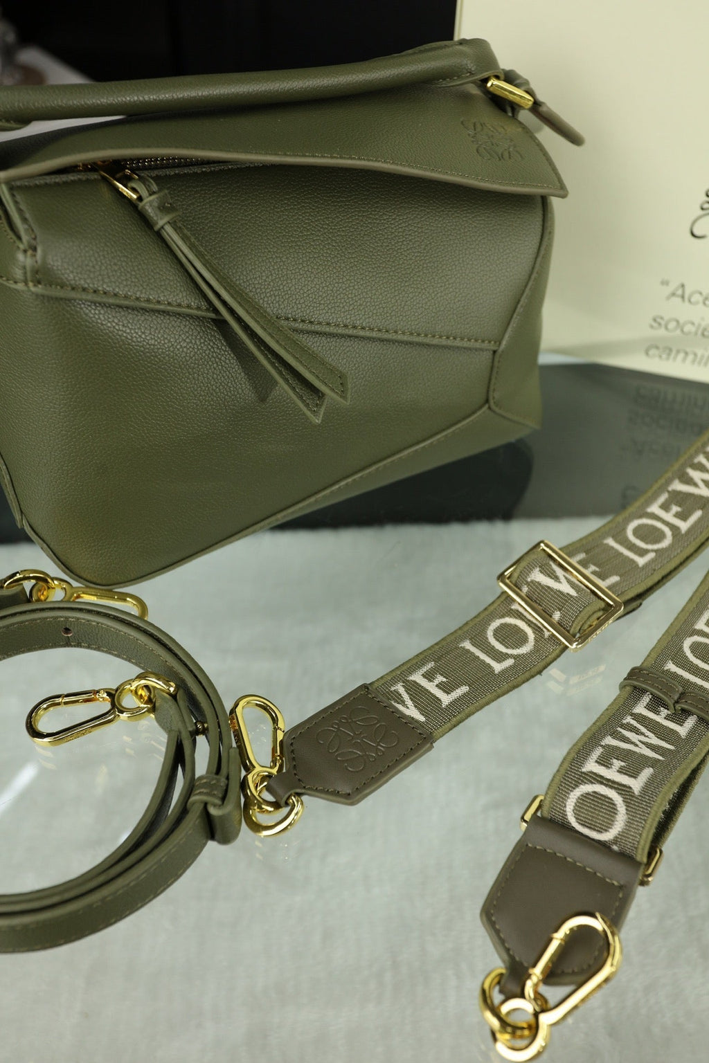 LOE MINI PUZZLE 23 BAG IN DARK OLIVE GREEN CALFSKIN - NO FABRIC STRAP