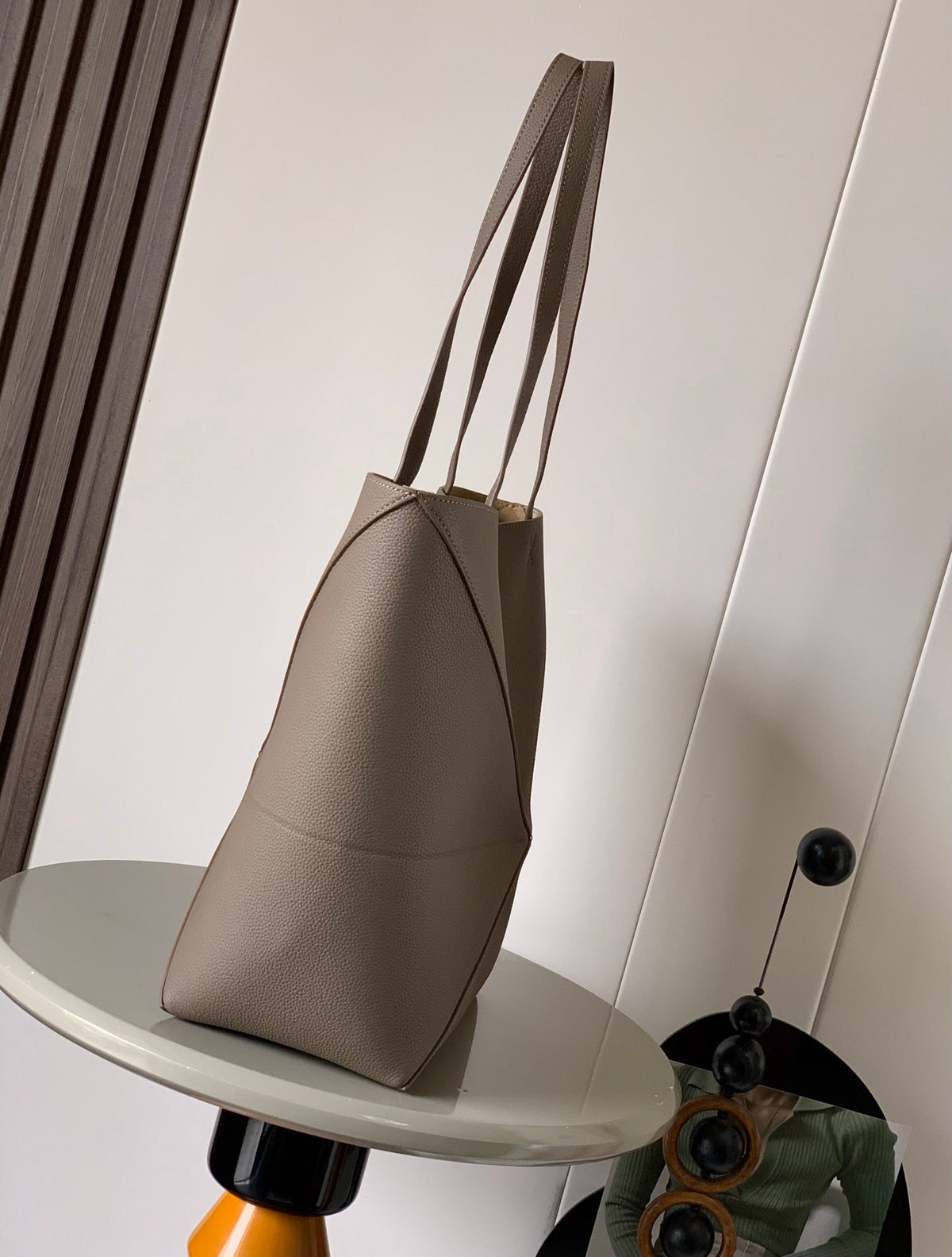 LOEWE 25S PUZZLE FOLD BAG 31 IN TAUPE NAPPA COWHIDE LEATHER