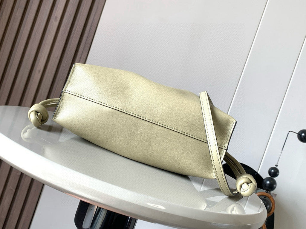 LOEWE 25S MEDIUM FLAMENCO CLUTCH BAG 23 IN DUSTY KHAKI CALFSKIN