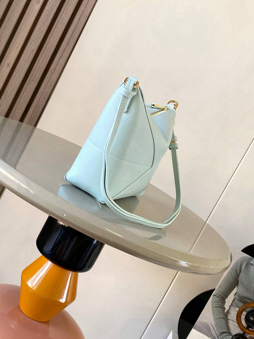 LOEWE 25S PUZZLE FOLD BAG 23 IN PALE BLUE CALFSKIN