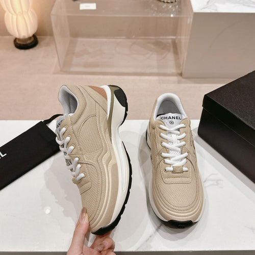 CHANEL Women's Beige Cream Sneaker Breathable mesh
