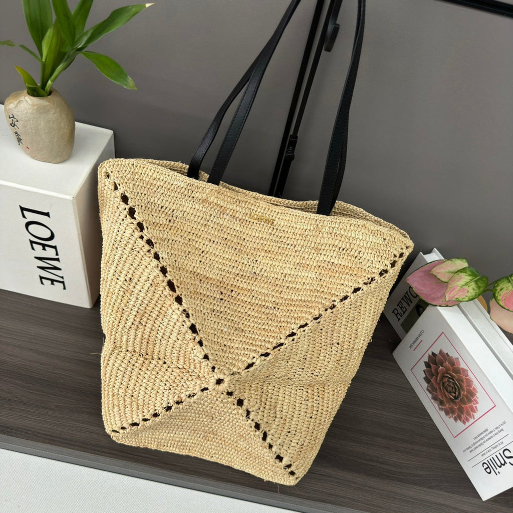 LOEWE 25S PUZZLE FOLD BAG 31 IN NATURAL CALFSKIN SHOULDER STRAP