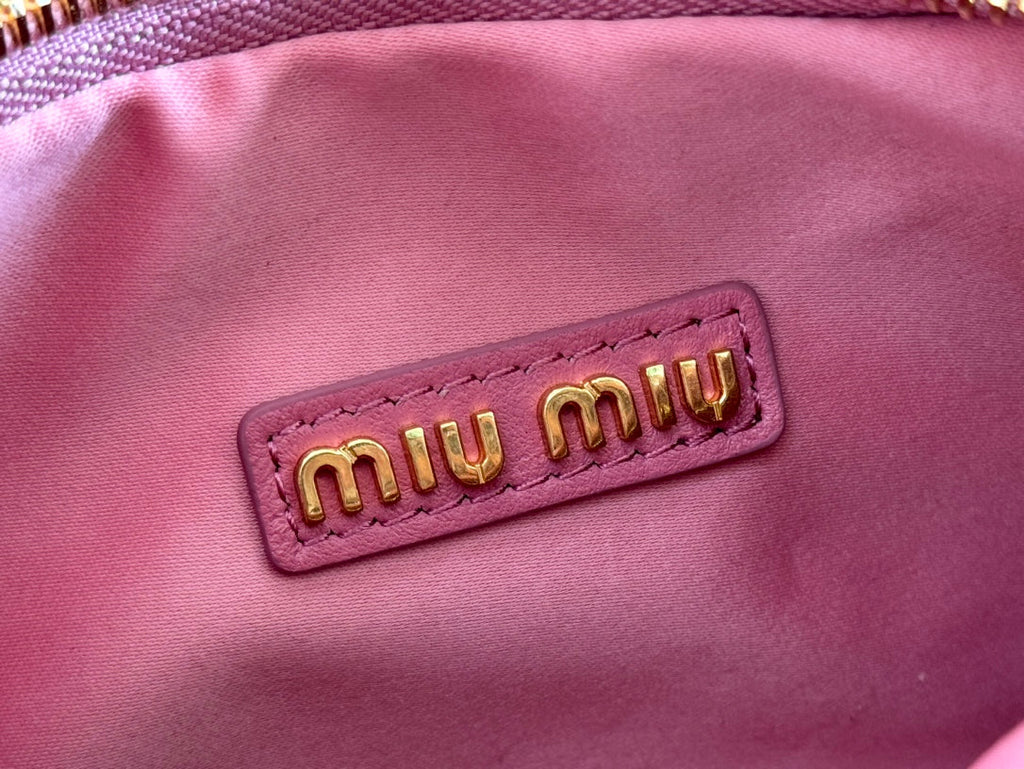 MIUMIU 26S MINI HOBO 20 BAG IN DUSTY ROSE PINK CALFSKIN GOLD HARDWARE