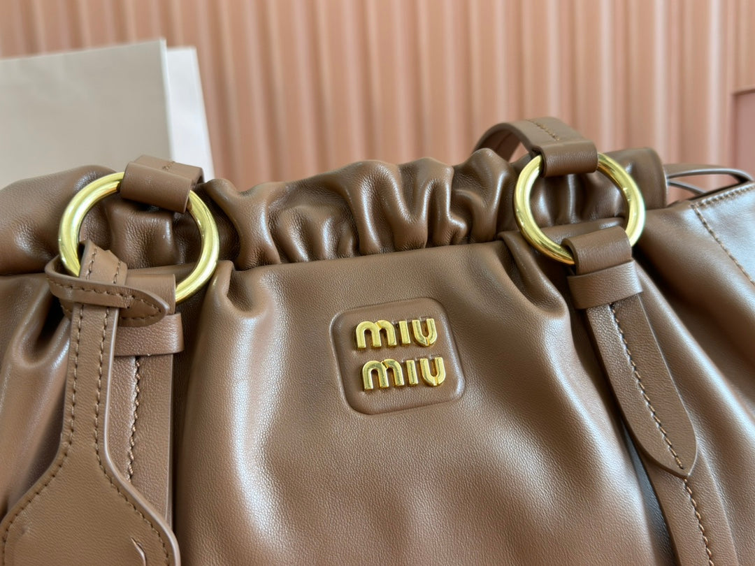 JOIE HAND BAG 32 IN BRUNETTE BROWN SHINY LAMBSKIN