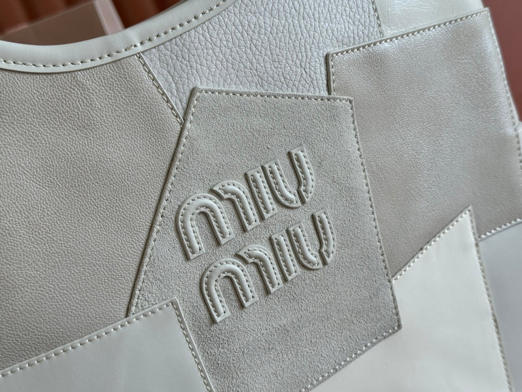 IVY TOTE BAG 60 IN CHALK WHITE PATCHWORK CALFSKIN