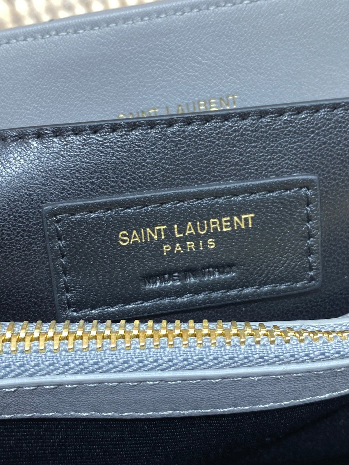 LOULOU SMALL 25 IN ASH BLUE LAMBSKIN GOLD HARDWARE