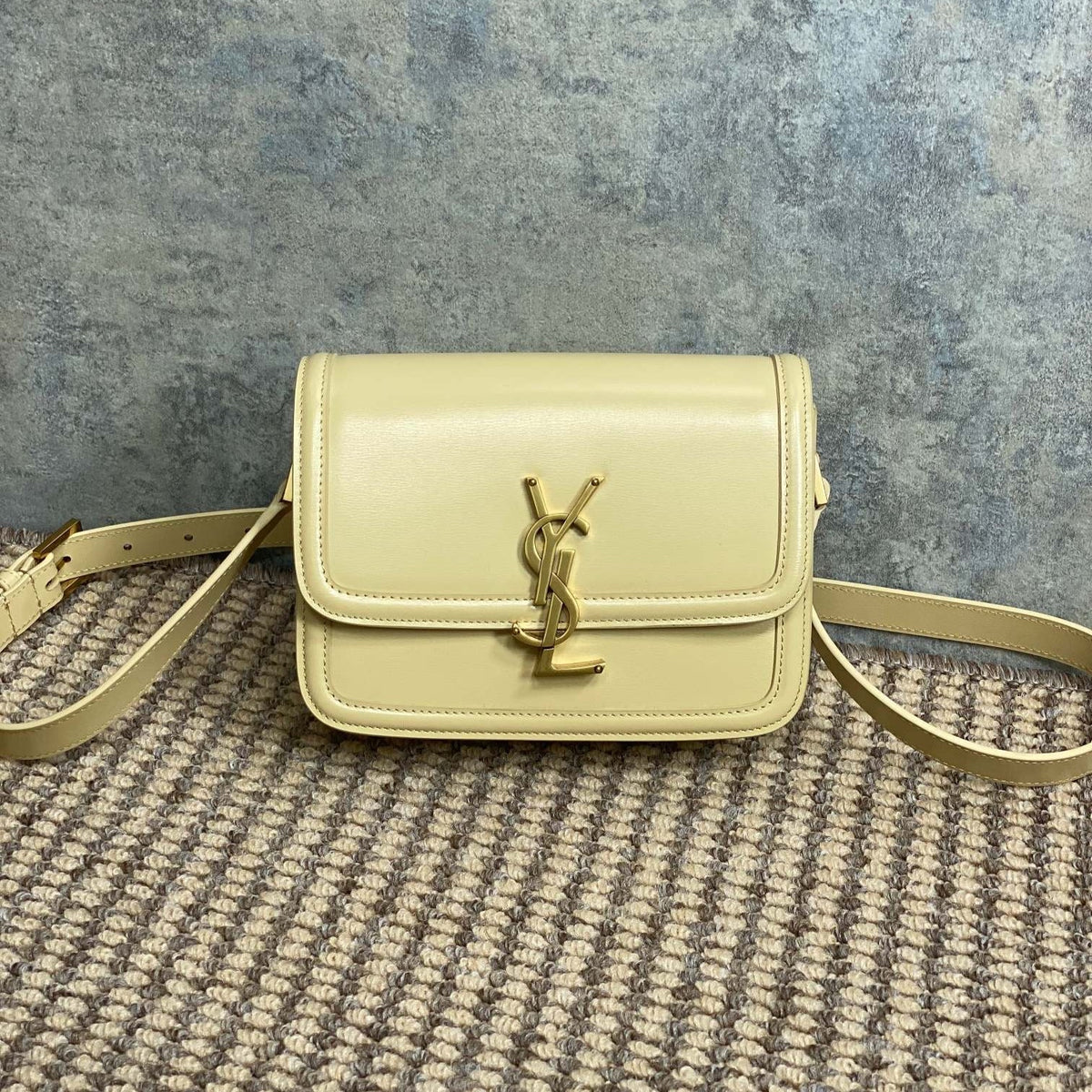 SOLFERINO SMALL SATCHEL 19 IN CANARY YELLOW CALFSKIN GOLD HARDWARE