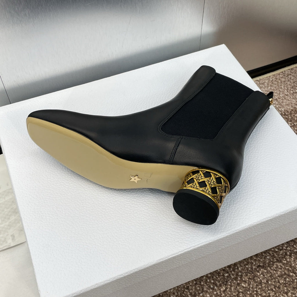 DIOR 25S ANKLE BOOT IN BLACK CALFSKIN