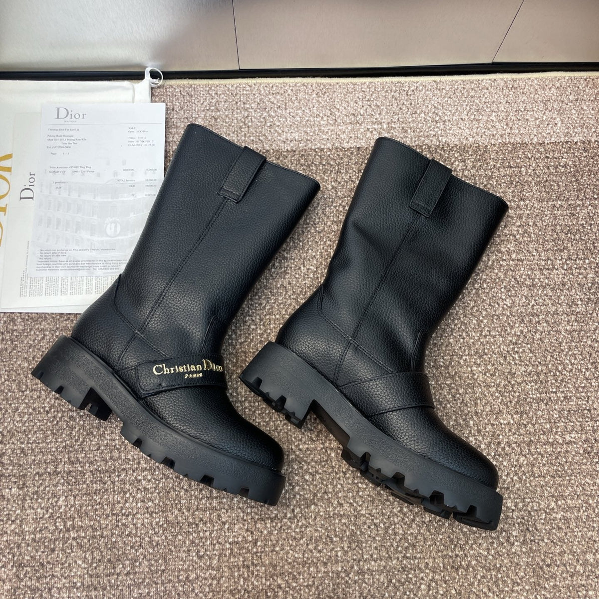 DIOR 25S D-QUEST BOOT 45MM IN BLACK GRAINED CALFSKIN