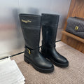 DIOR 25S D-TOWN BOOT 45MM IN BLACK CALFSKIN WITH EMBROIDERED CANNAGE MOTIF