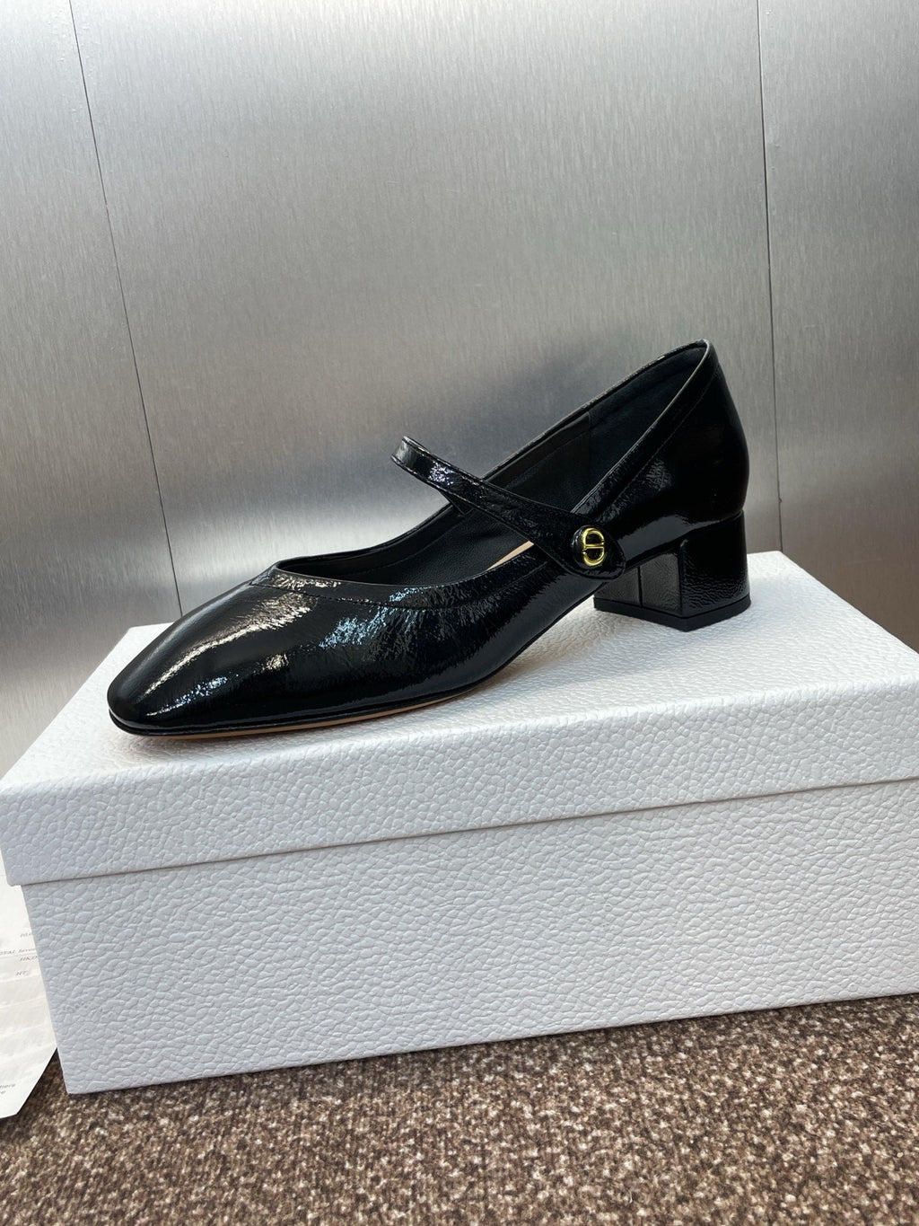 DIOR 25S ROUND-TOE MARY JANE BALLET FLATS IN BLACK CALFSKIN