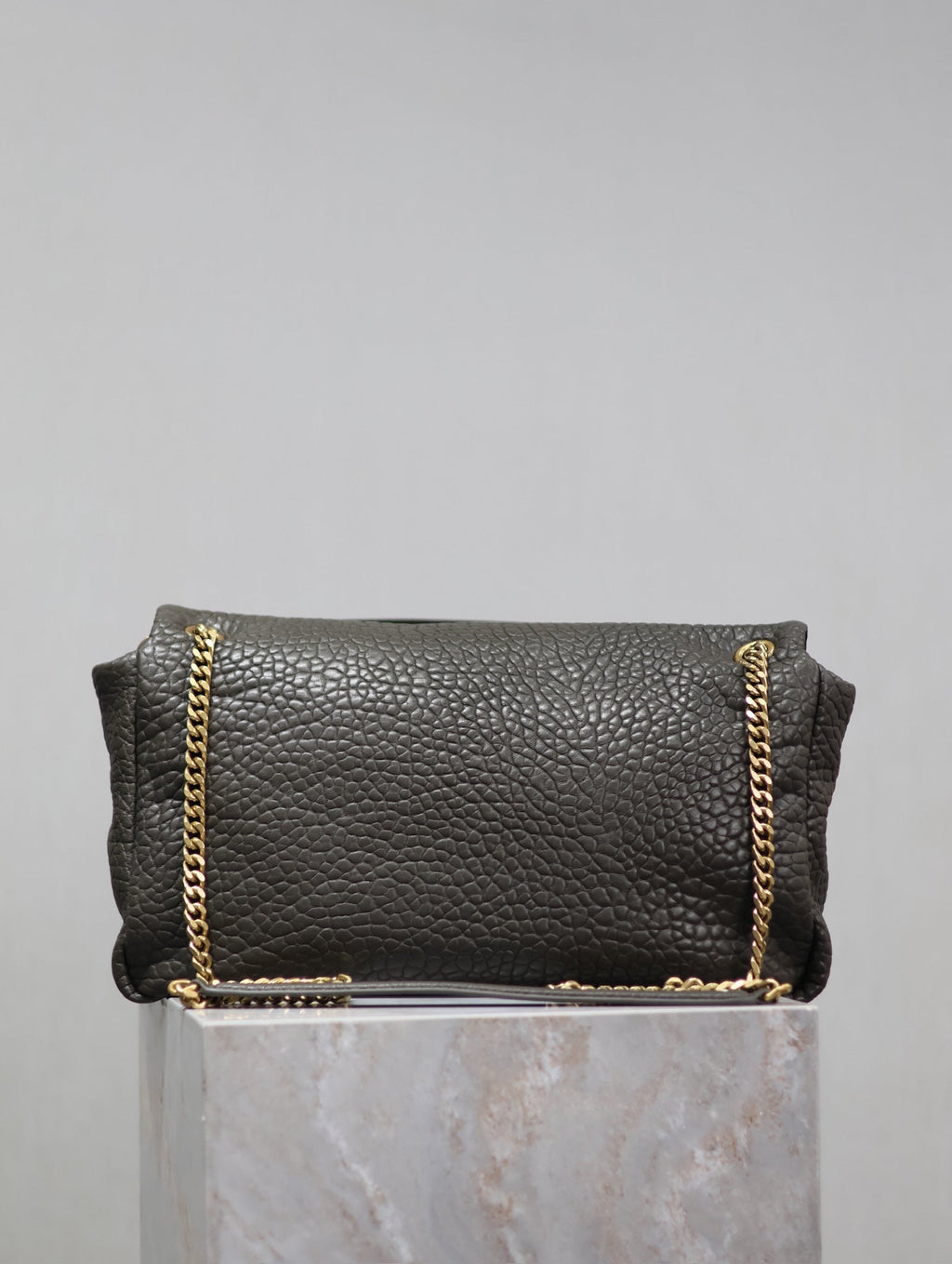 YSL 25S CALYPSO BAG 38 IN ARMY GREEN GRAINED LAMBSKIN GOLD HARDWRE
