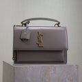 YSL 25S SUNSET MM 25 IN GRAYISH PURPLE CALFSKIN GOLD HARDWRE