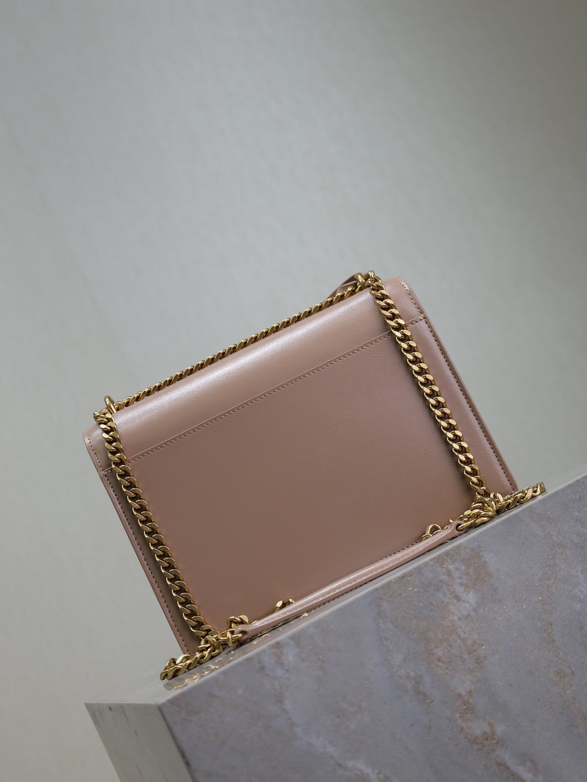 YSL 25S SUNSET BAG 22 IN WARM TAUPE PINK CALFSKIN GOLD HARDWRE