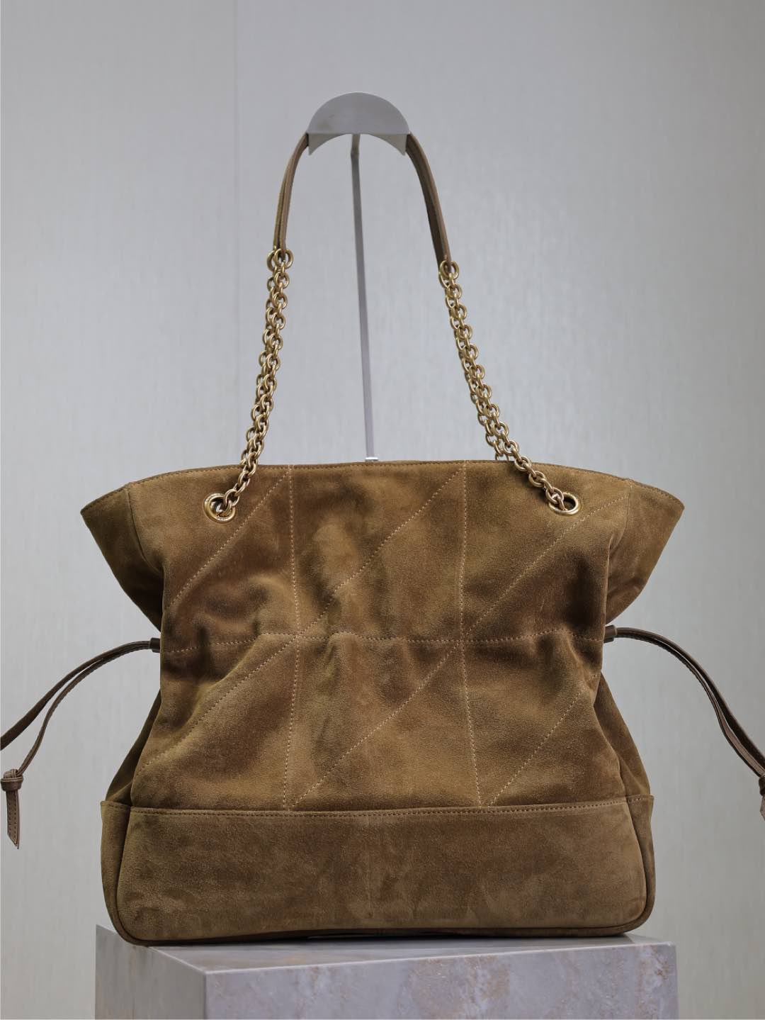 YSL NIKI TOTE BAG 34 IN CAMEL BROWN SUEDE GOLD HARDWARE
