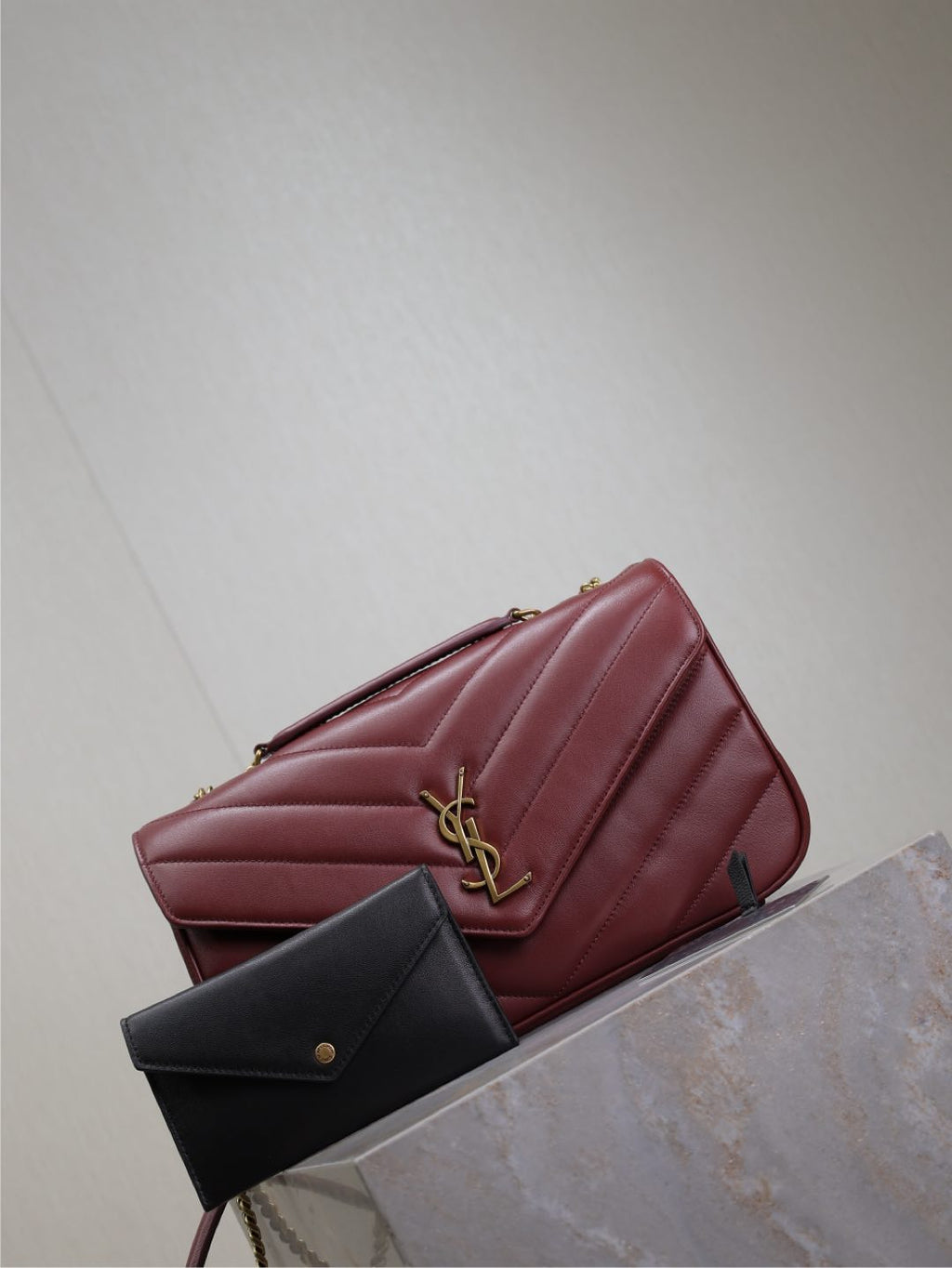 LOULOU MEDIUM 29 IN BURGUNDY RED SHEEPSKIN GOLD HARDWARE